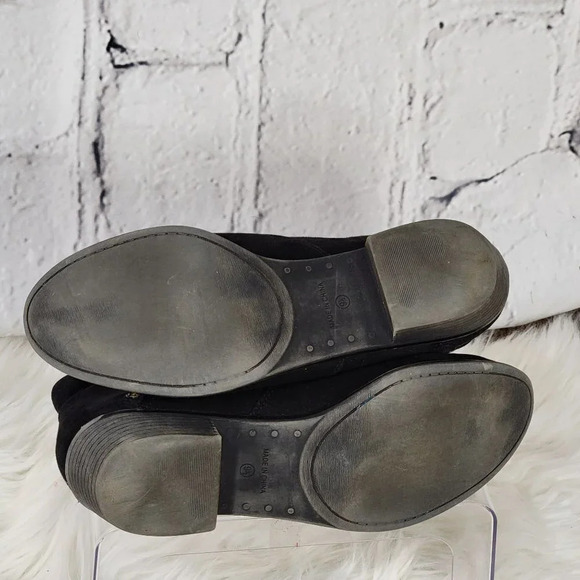 American Rag Abby Black Suede Ankle Bootie Round Toe Block Heel Double Zip 9.5 - Picture 12 of 14